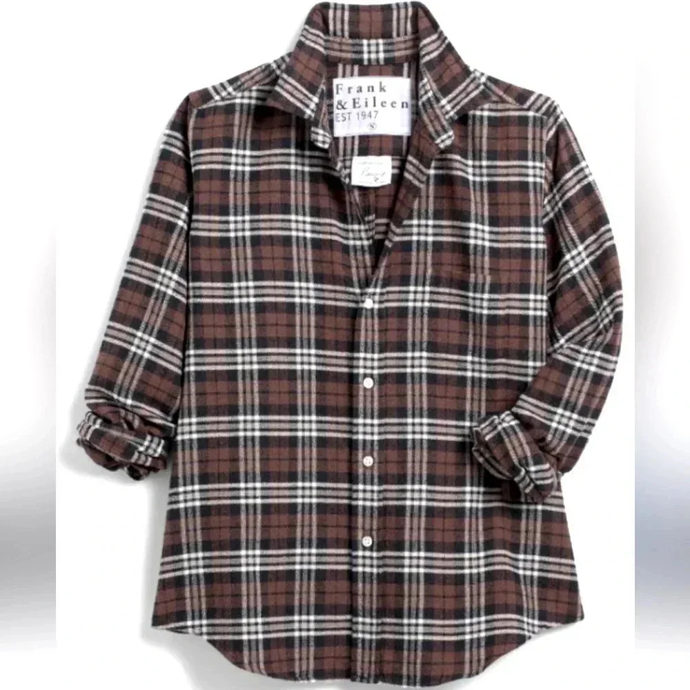 Frank & Eileen Barry Plaid Woven Button-up Top M